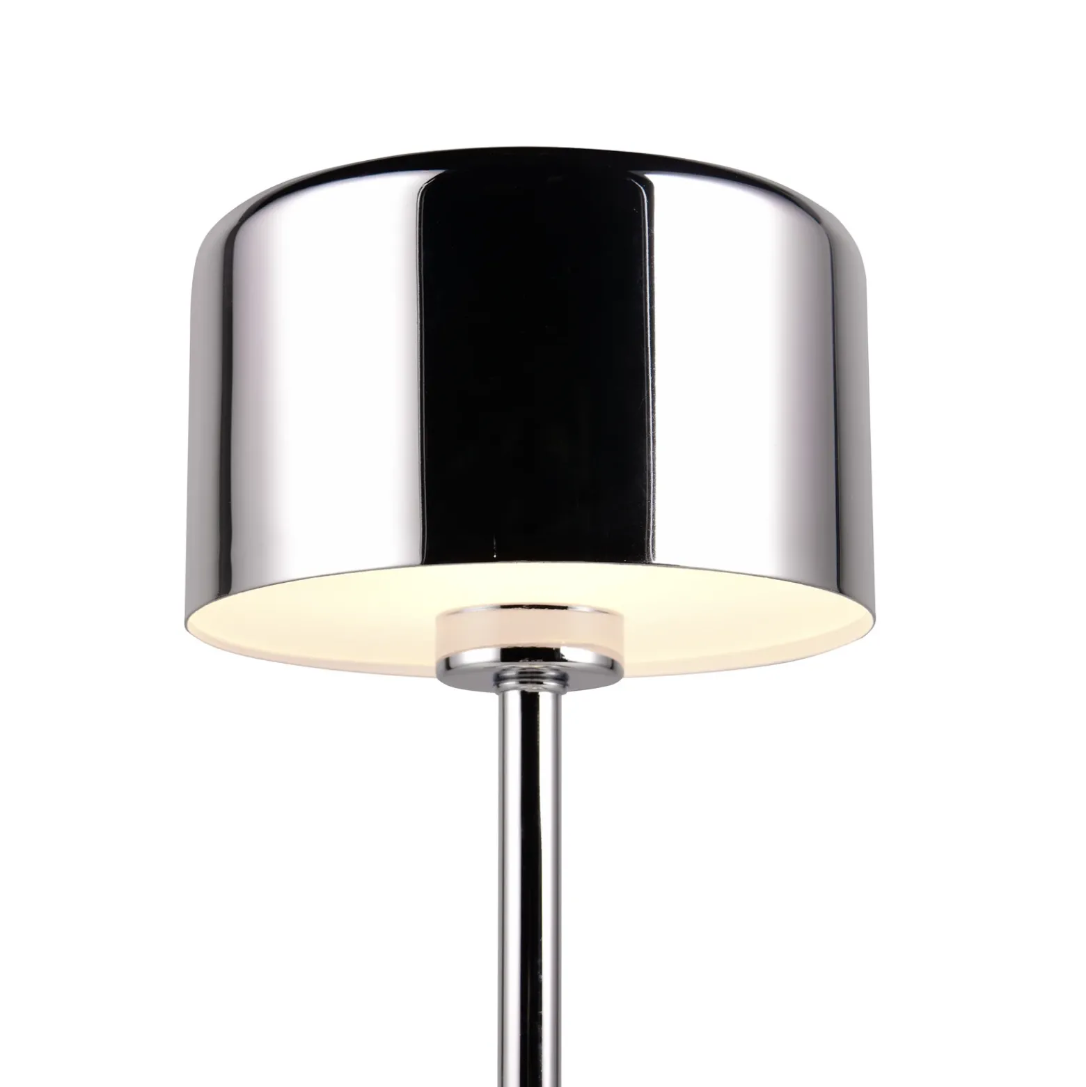Lámpara de mesa LED recargable Jeff, color cromo, altura 30 cm, metal
