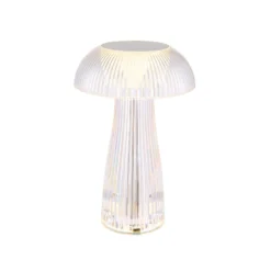 Lámpara de mesa LED recargable Gixi, color plata, altura 25 cm, CCT