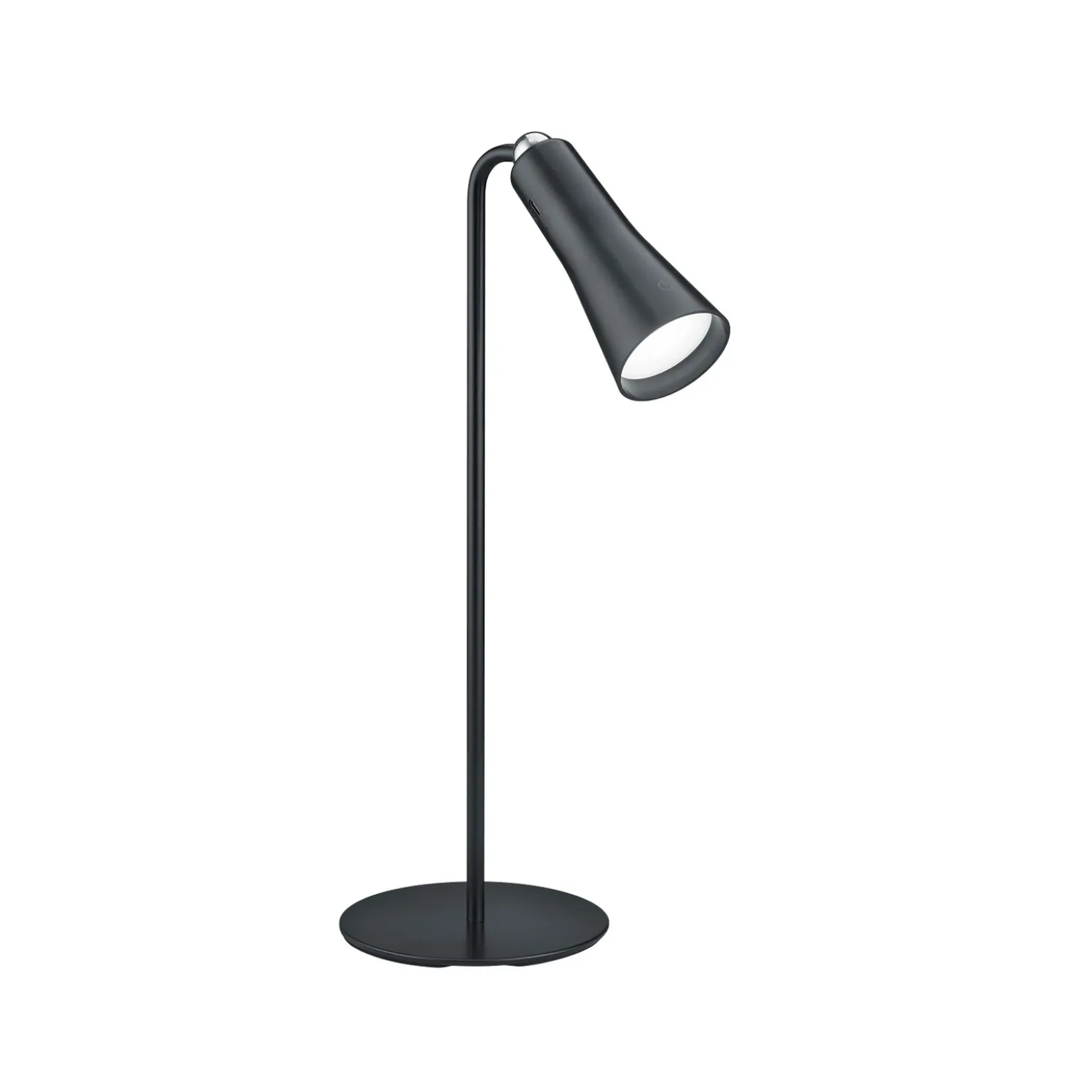 Lámpara de mesa LED recargable Maxi, negra, metal, atenuable, 36 cm