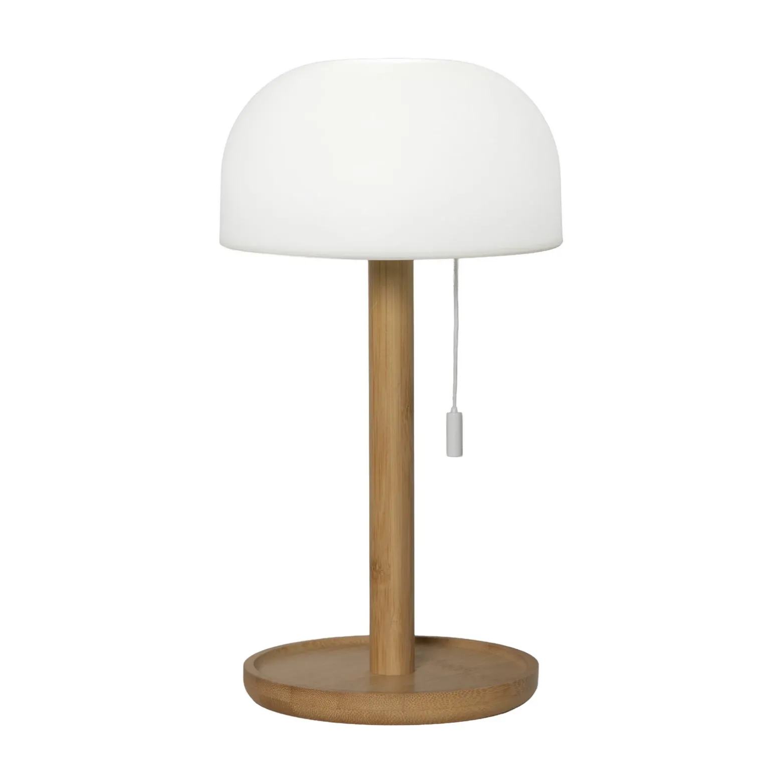Lámpara de mesa LED recargable Tara, blanco/bambú, 28 cm, CCT