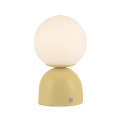 Lámpara de mesa LED recargable RUDI, amarilla, altura 20 cm, CCT, regulación