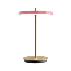Lámpara de mesa LED recargable UMAGE Asteria Move, rosa/latón, 31 cm