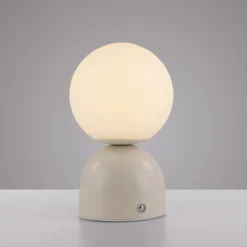 Lámpara de mesa LED recargable RUDI, color beige, altura 20 cm, CCT, regulación