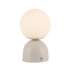 Lámpara de mesa LED recargable RUDI, color beige, altura 20 cm, CCT, regulación