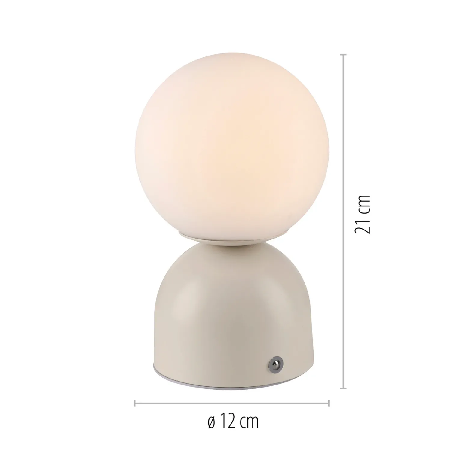 Lámpara de mesa LED recargable RUDI, color beige, altura 20 cm, CCT, regulación