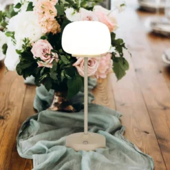 Lámpara de mesa LED recargable Pina beige Altura 27,8cm Metal/cristal
