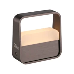 lámpara de mesa LED recargable PURE Go, marrón metalizado oscuro, aluminio