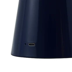Lámpara de mesa LED recargable Lindby Nevijo, azul, Ø 20 cm, USB, atenuador