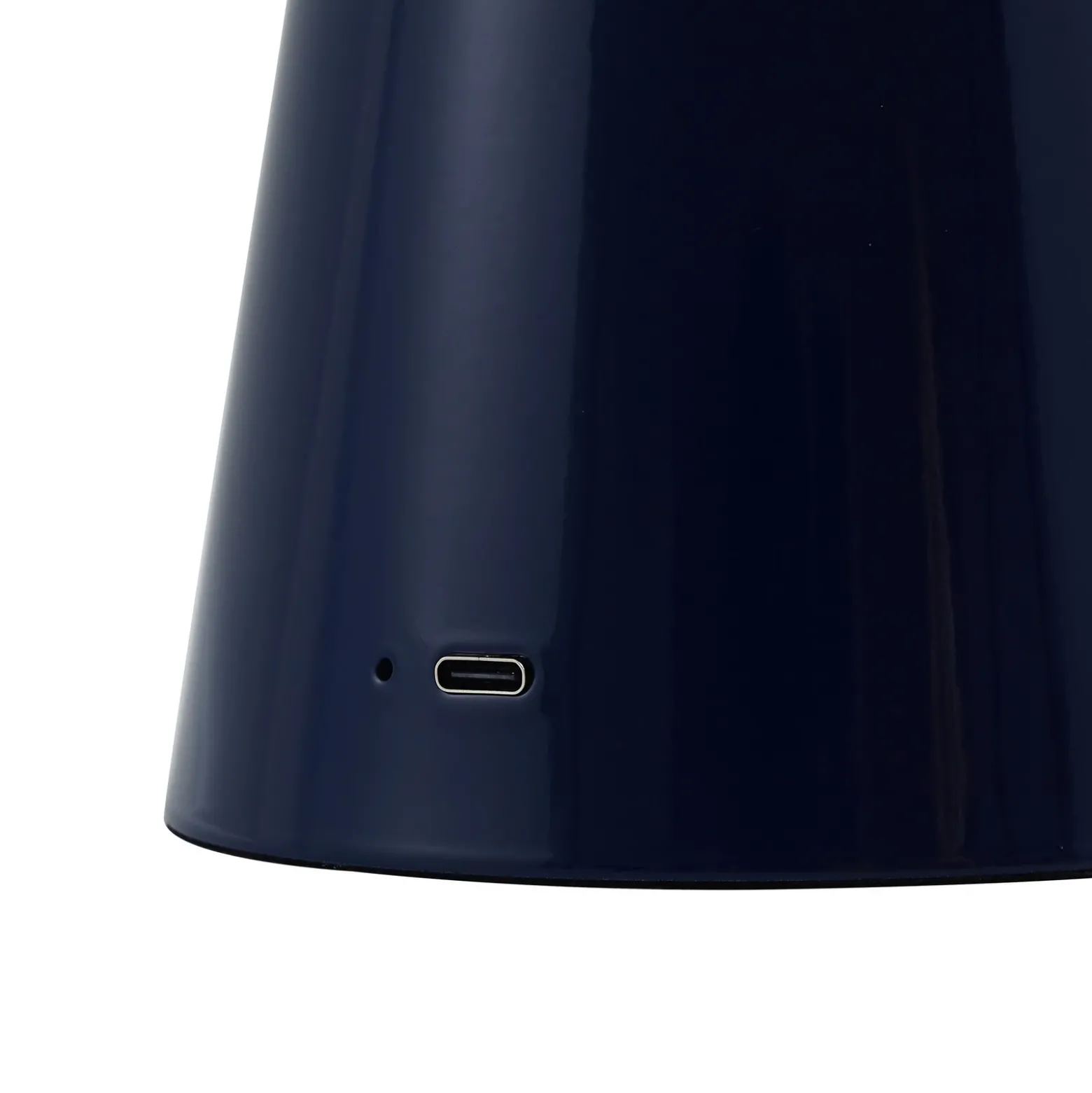 Lámpara de mesa LED recargable Lindby Nevijo, azul, Ø 20 cm, USB, atenuador
