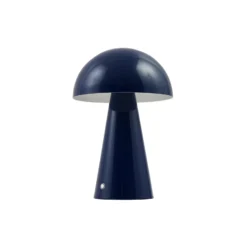 Lámpara de mesa LED recargable Lindby Nevijo, azul, Ø 20 cm, USB, atenuador