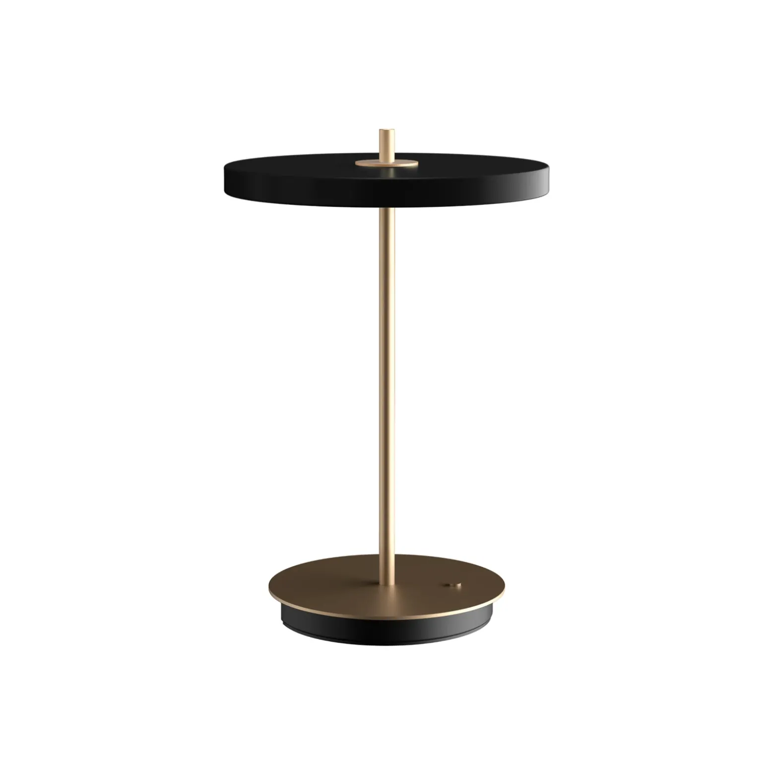 Lámpara de mesa LED recargable UMAGE Asteria Move, negro/latón, 31 cm