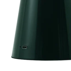 Lámpara de mesa LED recargable Lindby Nevijo, verde, Ø 20 cm, USB, atenuador de