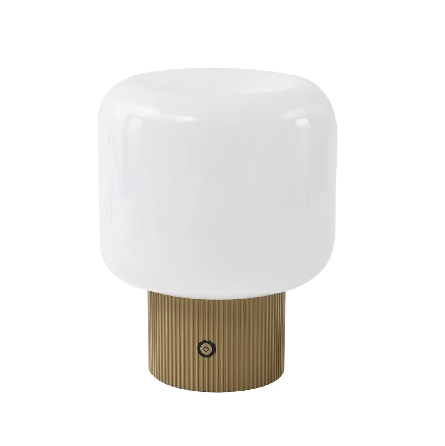 lámpara de mesa LED recargable Lucande Katrin Palme, beige, cristal