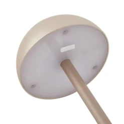 Lámpara de mesa LED recargable Lindby Pippin, dorada/travertino, IP44