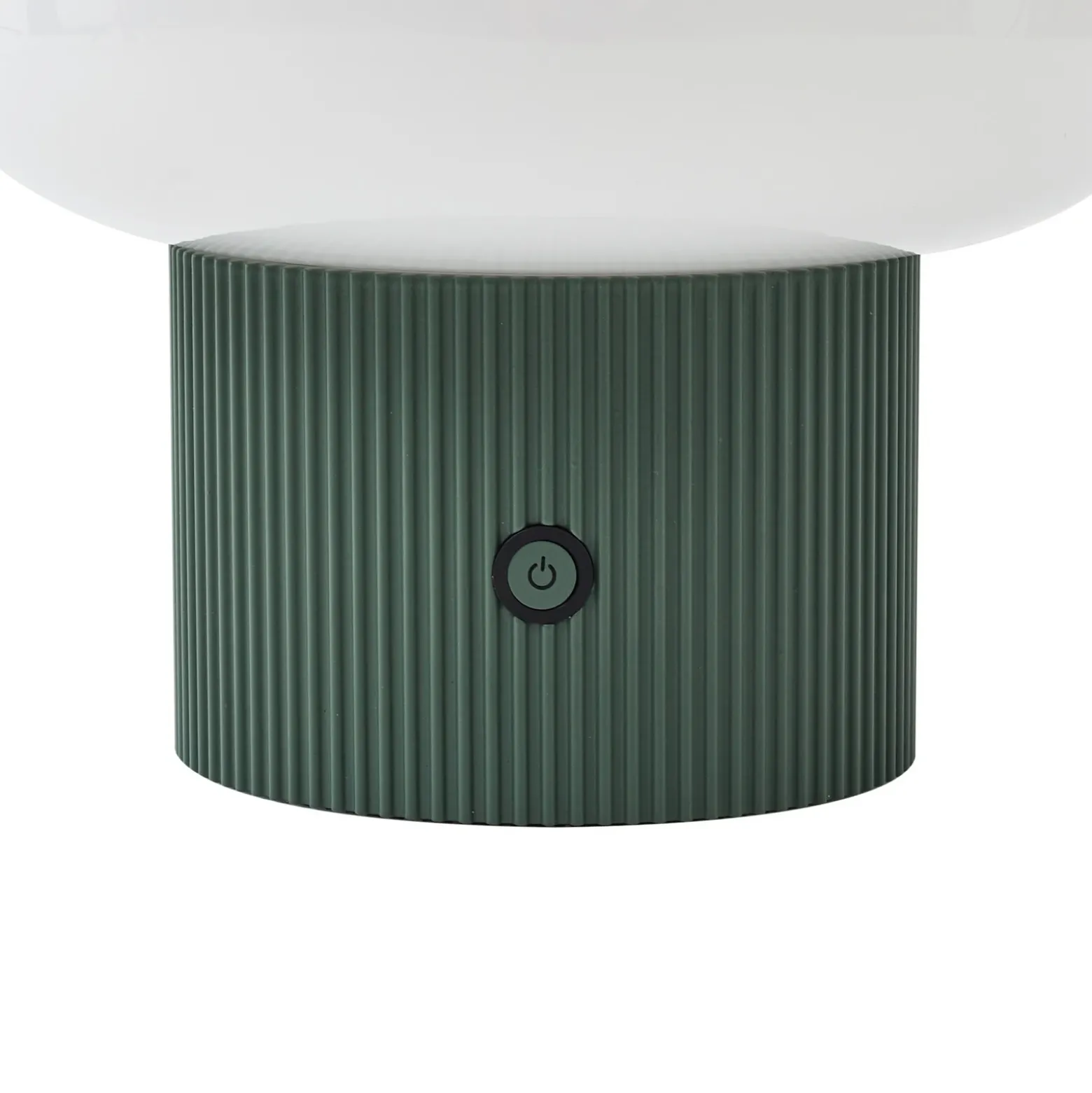 Lámpara de mesa LED recargable Lucande Katrin Palme, verde, cristal