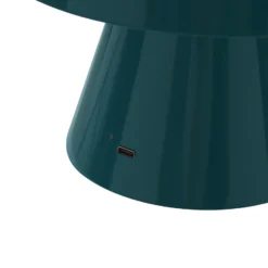 Lámpara de mesa LED recargable Lindby Nevijo, color petróleo, Ø 18 cm, USB,