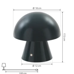 Lámpara de mesa LED recargable Lindby Nevijo, color petróleo, Ø 18 cm, USB,