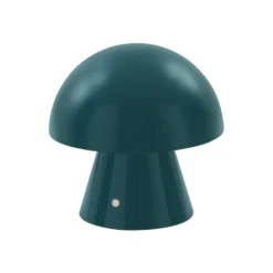 Lámpara de mesa LED recargable Lindby Nevijo, color petróleo, Ø 18 cm, USB,