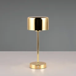 Lámpara de mesa LED recargable Jeff, latón, altura 30 cm, metal