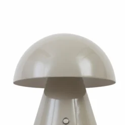 Lámpara de mesa LED recargable Lindby Nevijo, gris, Ø 18 cm, USB, atenuador de