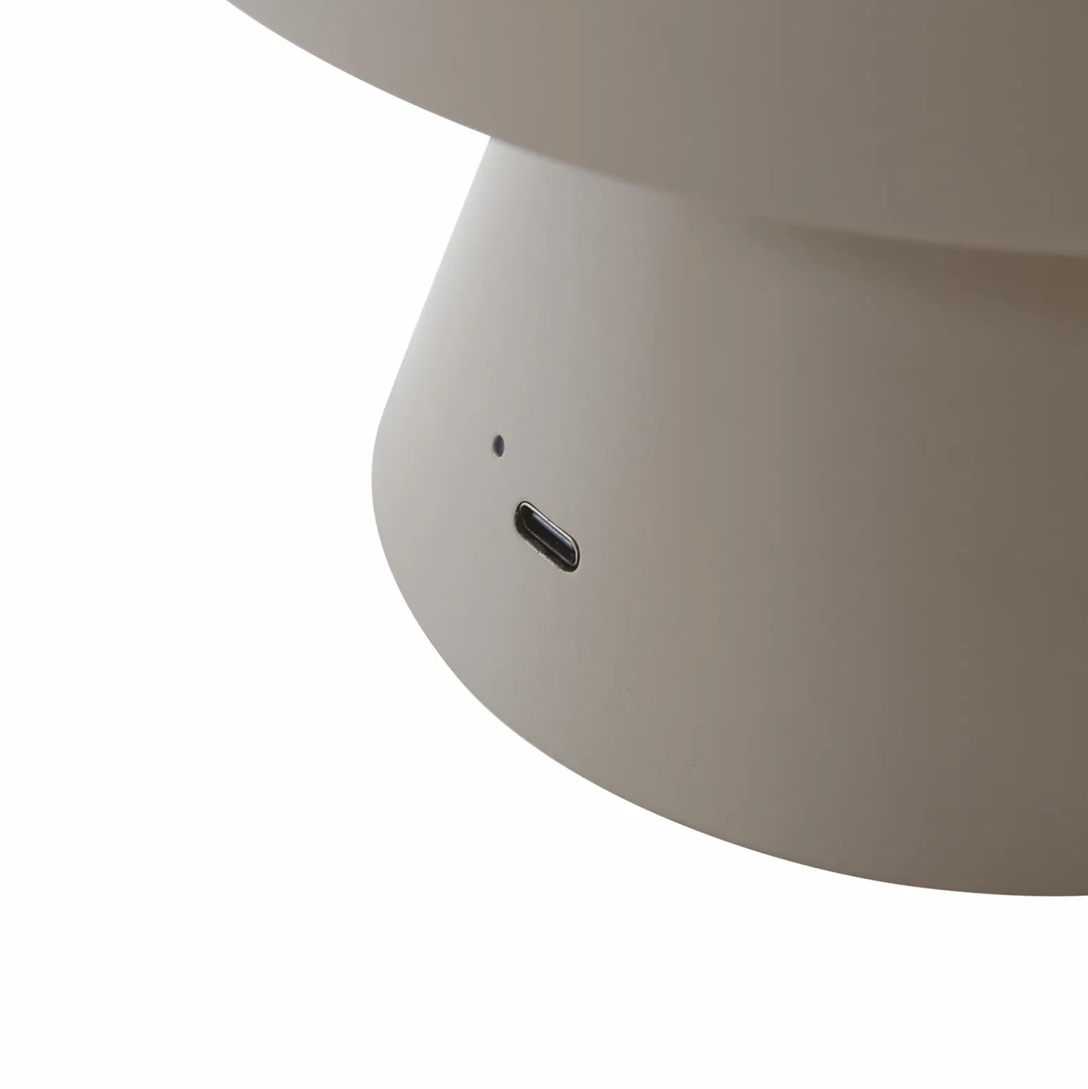 Lámpara de mesa LED recargable Lindby Nevijo, gris, Ø 18 cm, USB, atenuador de