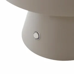Lámpara de mesa LED recargable Lindby Nevijo, gris, Ø 18 cm, USB, atenuador de