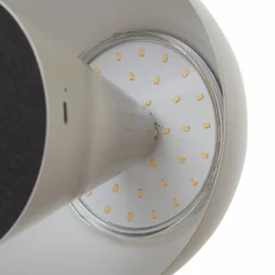 Lámpara de mesa LED recargable Lindby Nevijo, gris, Ø 18 cm, USB, atenuador de