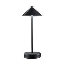 Lámpara de mesa LED recargable Paulmann Pellini, negra, luz hacia abajo, CCT