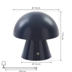 Lámpara de mesa LED recargable Lindby Nevijo, azul, Ø 18 cm, USB, atenuador de