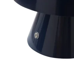 Lámpara de mesa LED recargable Lindby Nevijo, azul, Ø 18 cm, USB, atenuador de
