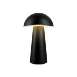 Lámpara de mesa LED recargable Fungo Mini, negra, táctil, plástico