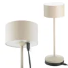Lámpara de mesa LED recargable Veluna, beige, altura 25 cm, IP44, CCT atenuable