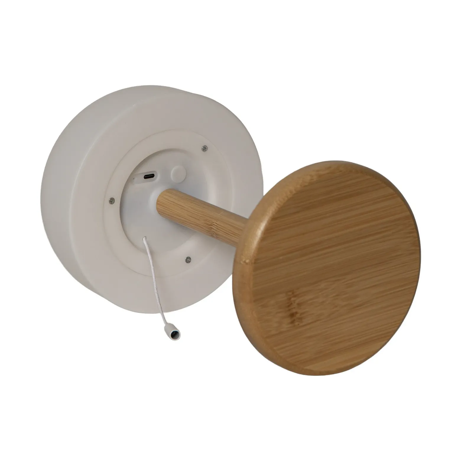 Lámpara de mesa LED recargable Tara, blanco/bambú, 28 cm, CCT