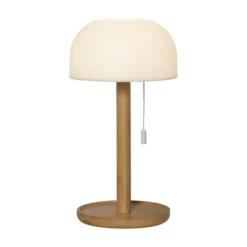 Lámpara de mesa LED recargable Tara, blanco/bambú, 28 cm, CCT