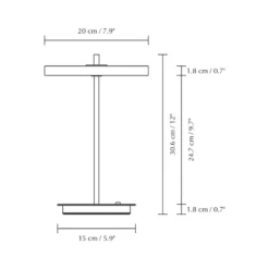 Lámpara de mesa LED recargable UMAGE Asteria Move, blanco perla/negro, 31 cm