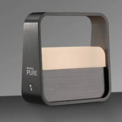 lámpara de mesa LED recargable PURE Go, gris, aluminio