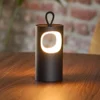Lámpara de mesa LED recargable Lunari, negro, 16 cm, metal, CCT IP44