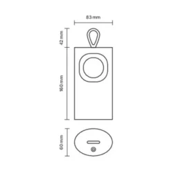 Lámpara de mesa LED recargable Lunari, negro, 16 cm, metal, CCT IP44