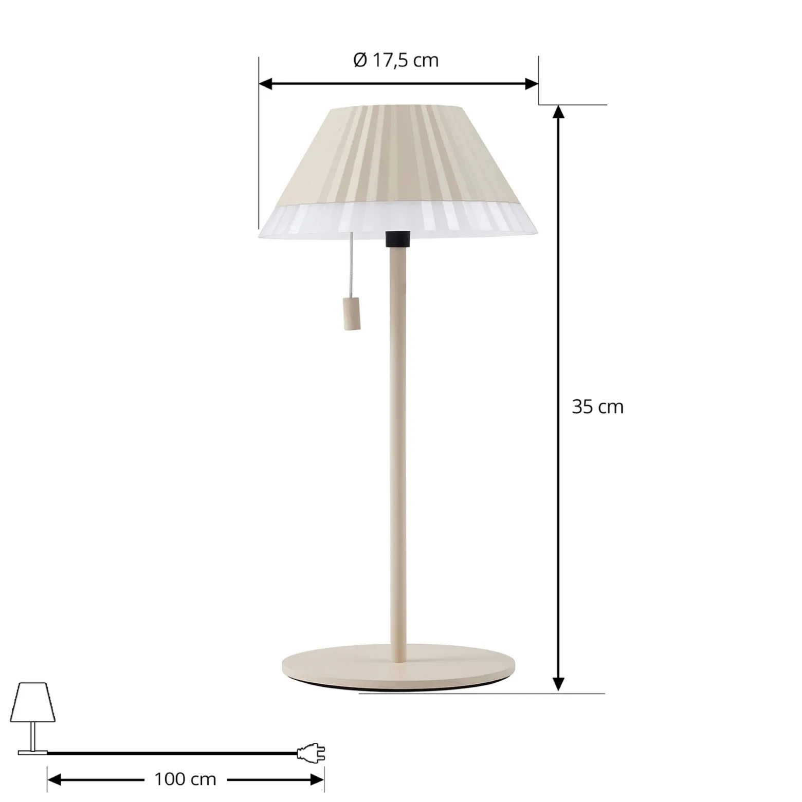 Lámpara de mesa LED recargable Ilvi de Lindby, beige, aluminio, Ø 17,5 cm