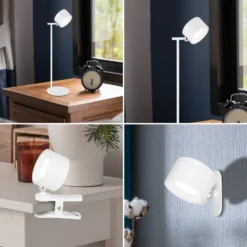 Lámpara de mesa LED recargable Jorje CCT 4 en 1 blanca