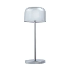 Lámpara de mesa LED recargable Quill, cromada, 6 unidades, estación de carga