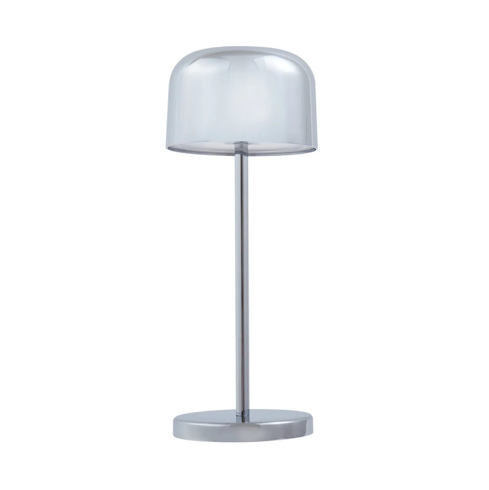 Lámpara de mesa LED recargable Quill, cromada, 6 unidades, estación de carga