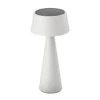 Lámpara de mesa LED recargable Solino, blanca, solar/USB, 26 cm, IP44