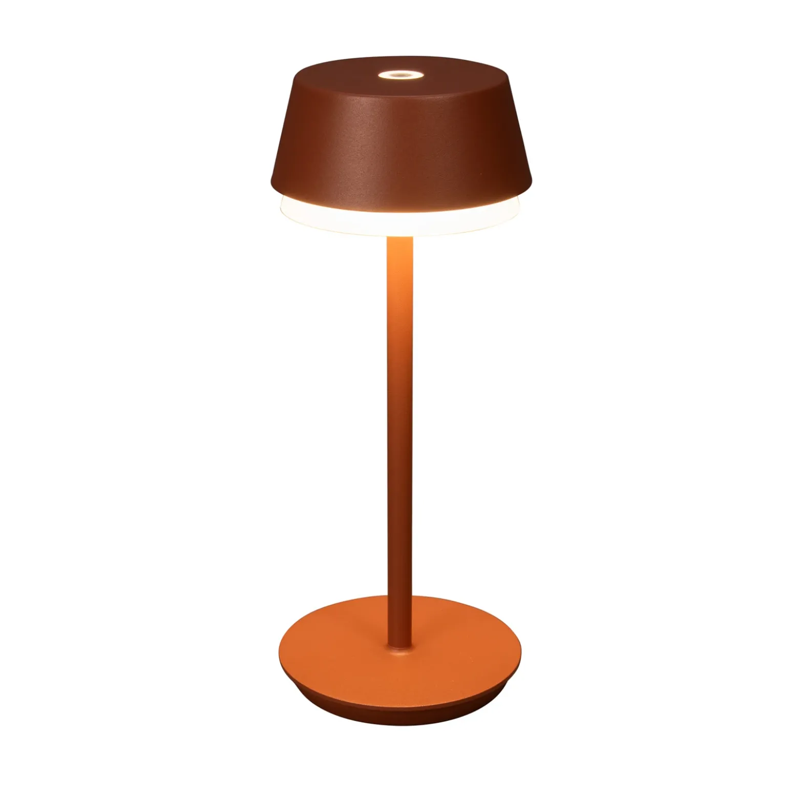 Lámpara de mesa LED recargable Lyon, terracota, IP54, atenuador, CCT, RGB