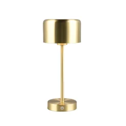 Lámpara de mesa LED recargable Jeff, latón mate, altura 30 cm, metal
