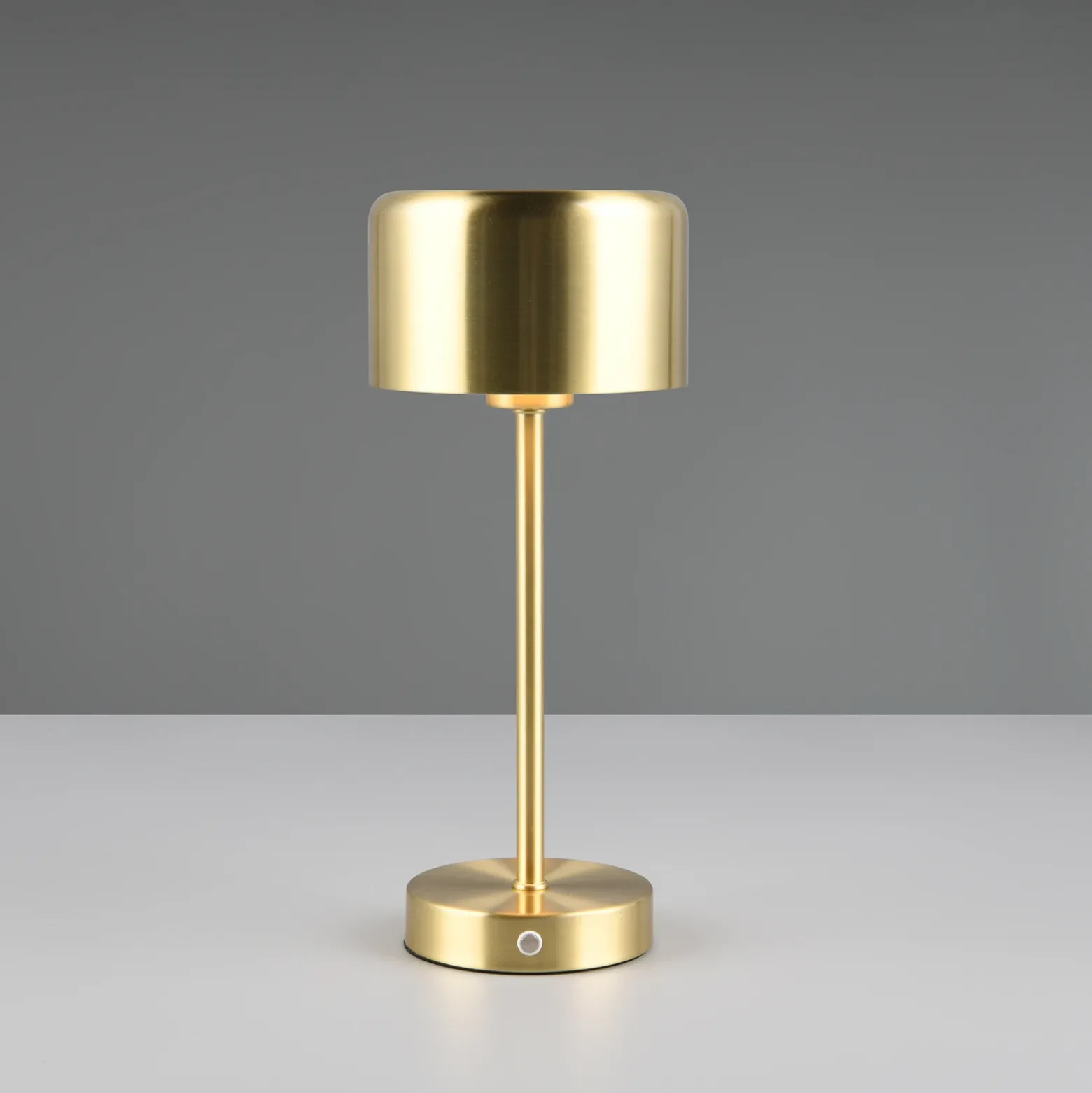 Lámpara de mesa LED recargable Jeff, latón mate, altura 30 cm, metal