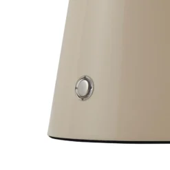 Lámpara de mesa LED recargable Lindby Nevijo, beige, Ø 20 cm, USB, atenuador de