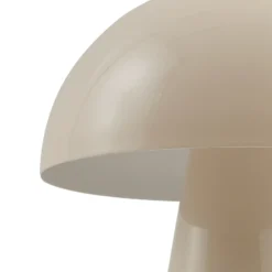 Lámpara de mesa LED recargable Lindby Nevijo, beige, Ø 20 cm, USB, atenuador de