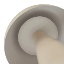 Lámpara de mesa LED recargable Lindby Nevijo, beige, Ø 20 cm, USB, atenuador de