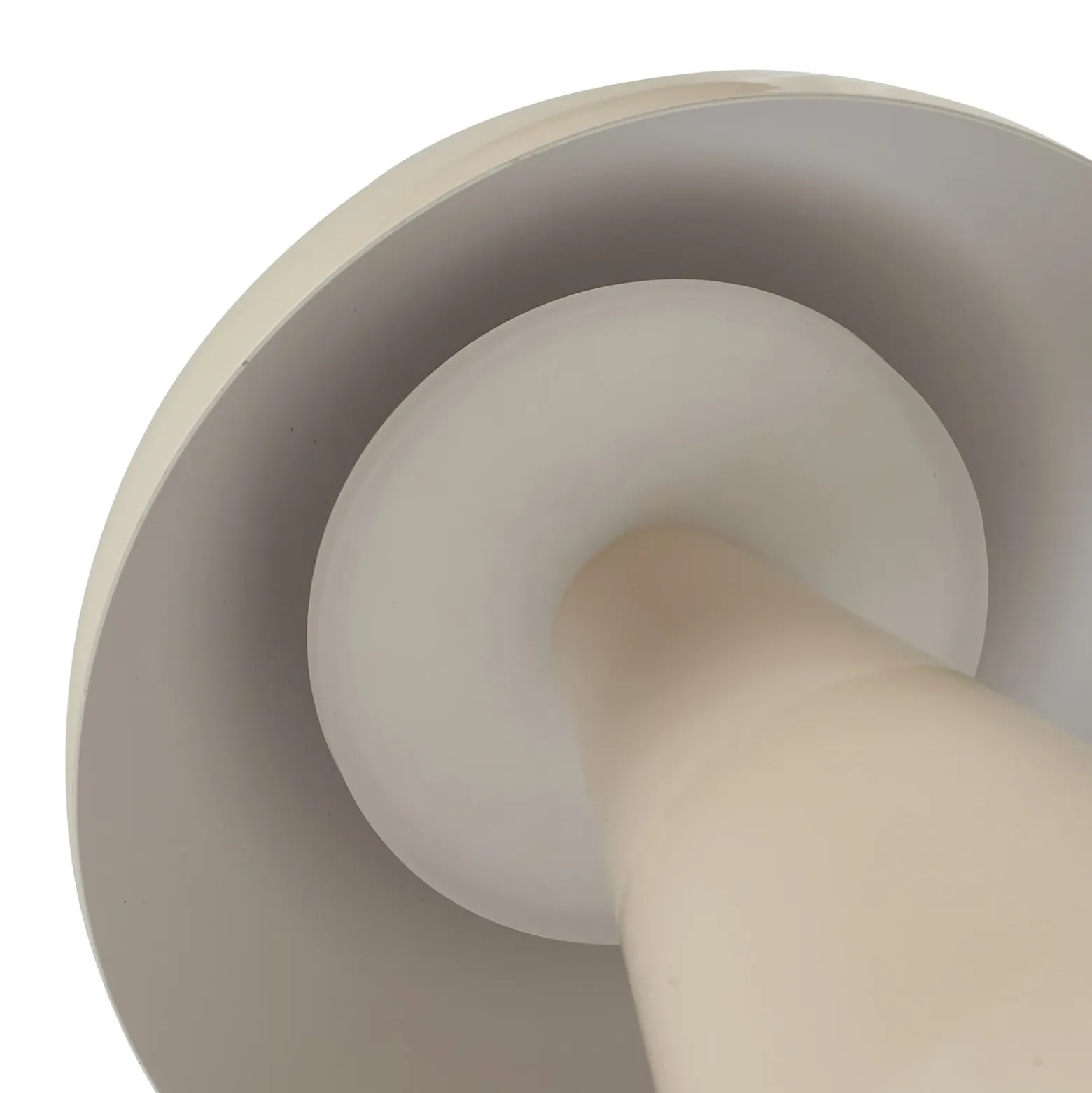 Lámpara de mesa LED recargable Lindby Nevijo, beige, Ø 20 cm, USB, atenuador de